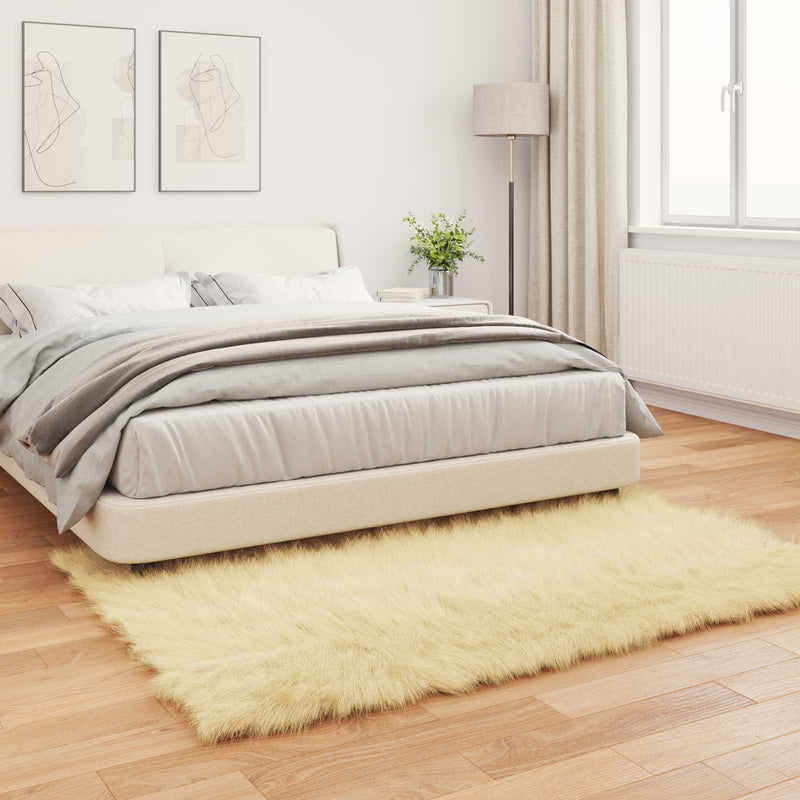 Covor din de oaie artificială TAFALLA Crem 140 x 200 cm