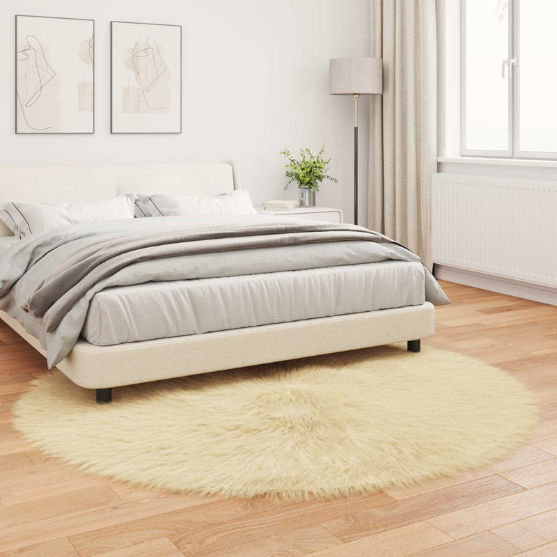 Covor din de oaie artificială TAFALLA Crem Ø 160 cm Poliester