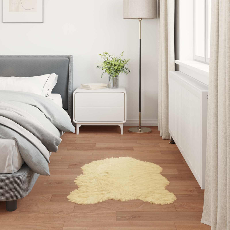 Covor din de oaie artificială TAFALLA Crem 60 x 90 cm Poliester