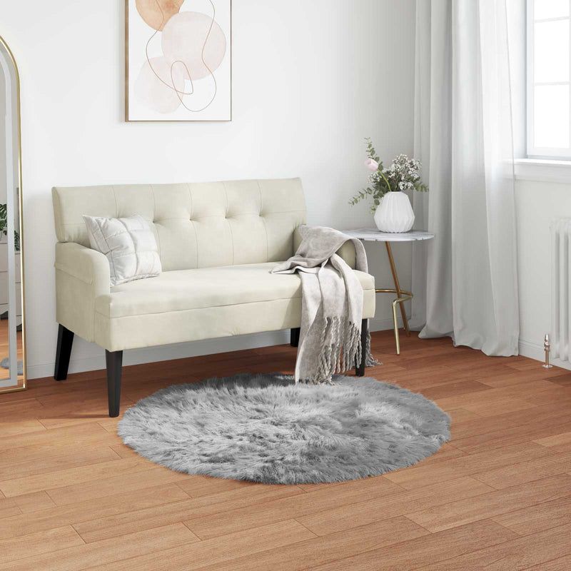 Covor din de oaie artificială TAFALLA Gri Ø 80 cm Poliester