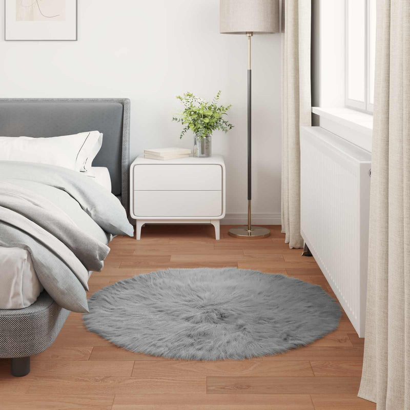 Covor din de oaie artificială TAFALLA Gri Ø 80 cm Poliester