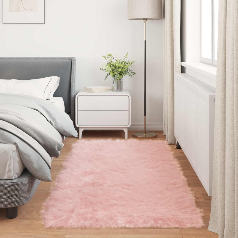 Covor din de oaie artificială TAFALLA Roz 80 x 200 cm Poliester