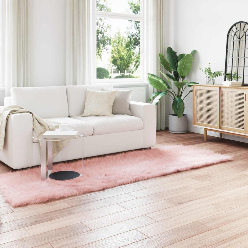 Covor din de oaie artificială TAFALLA Roz 80 x 250 cm Poliester
