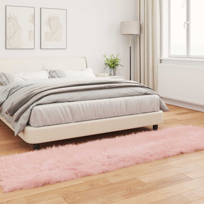 Covor din de oaie artificială TAFALLA Roz 80 x 250 cm Poliester