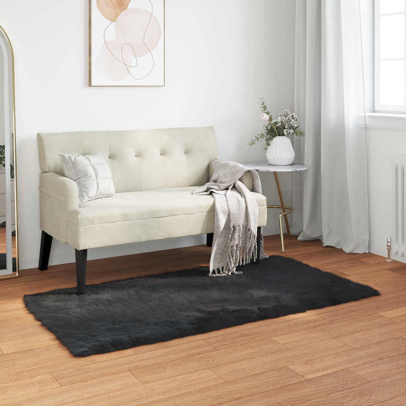 Covor din de oaie artificială TAFALLA Negru 80 x 150 cm