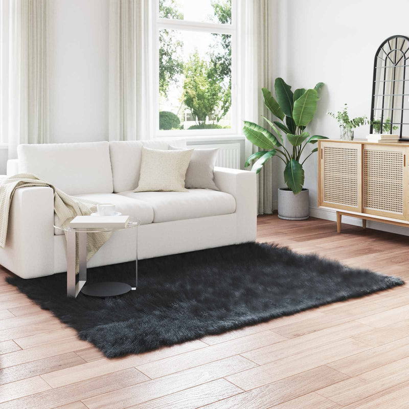 Covor din de oaie artificială TAFALLA Negru 120 x 170 cm