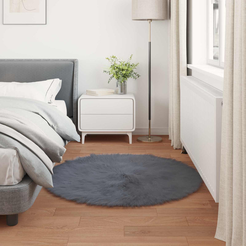 Covor din de oaie artificială TAFALLA Antracit Ø 80 cm