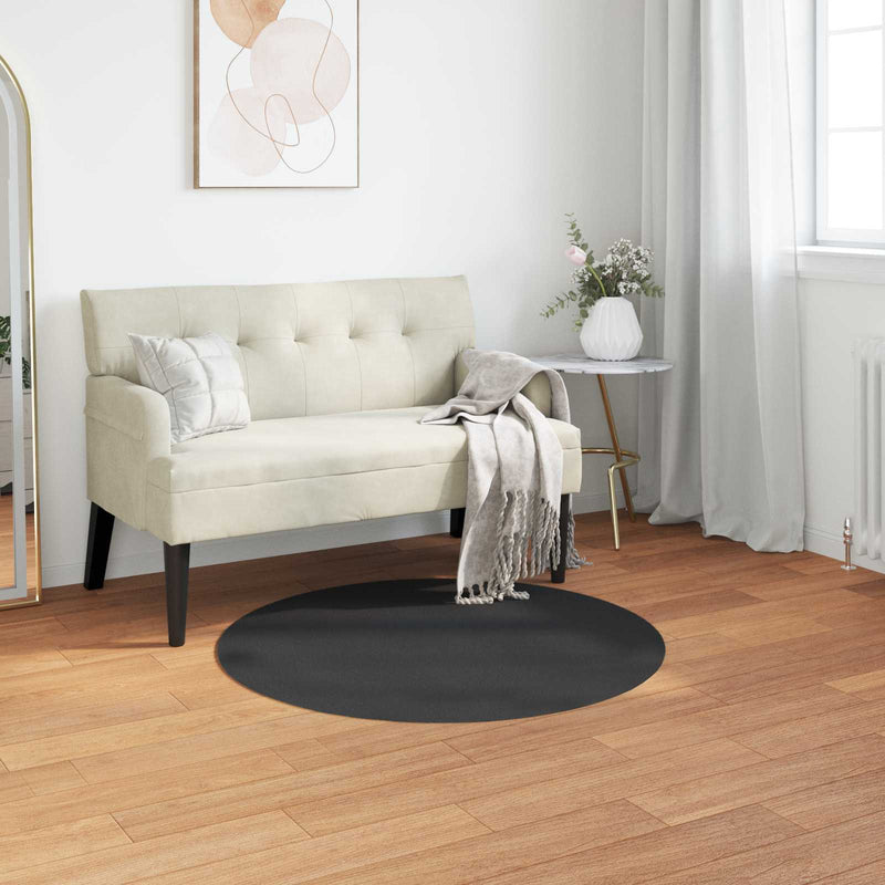 Covor antiderapant din sintetică de iepure OLITE Negru Ø 120 cm