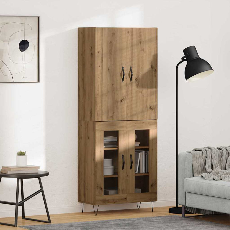 Bufet 2 buc. Stejar Artizanal 69,5 x 34 x 180 cm Lemn prelucrat