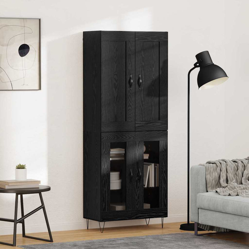 Bufet Stejar Negru 69,5 x 34 x 180 cm Lemn prelucrat