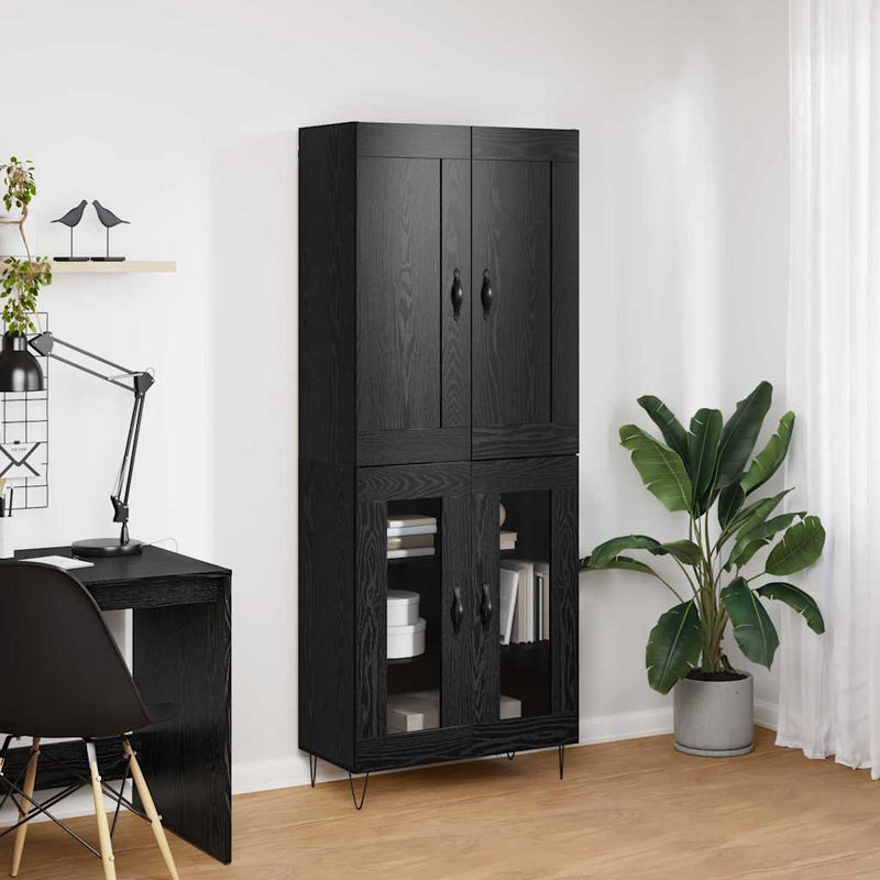 Bufet Stejar Negru 69,5 x 34 x 180 cm Lemn prelucrat