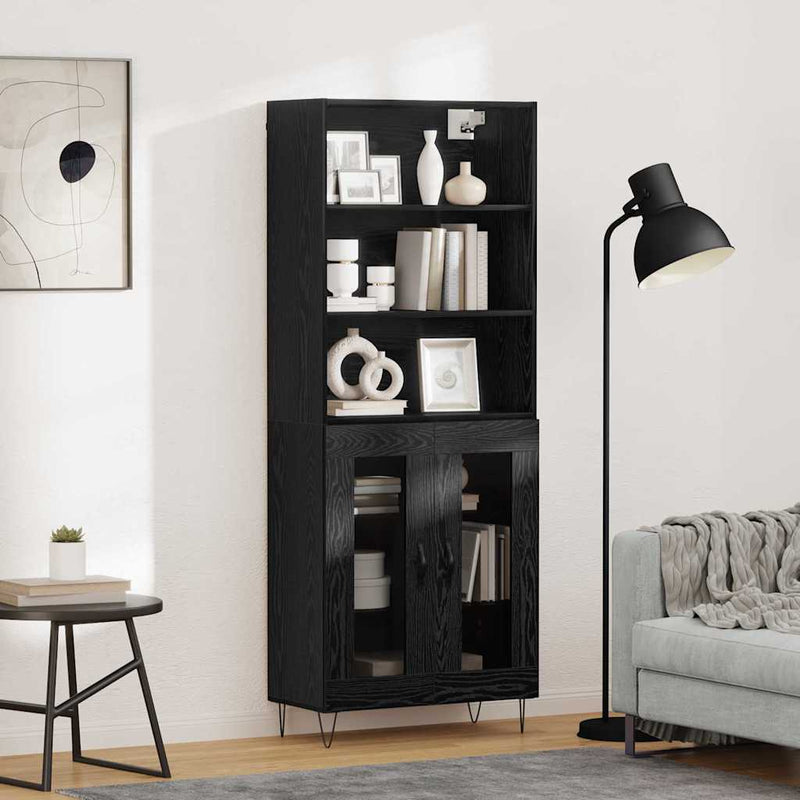 Bufet 2 buc. Stejar Negru 69,5 x 34 x 180 cm