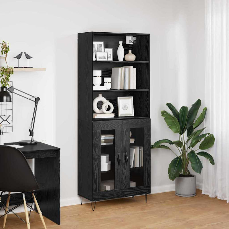Bufet 2 buc. Stejar Negru 69,5 x 34 x 180 cm
