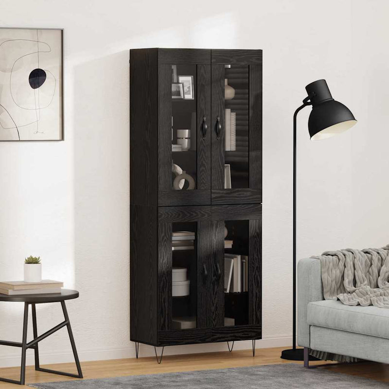 Bufet Stejar Negru 69,5 x 34 x 90 cm Lemn prelucrat