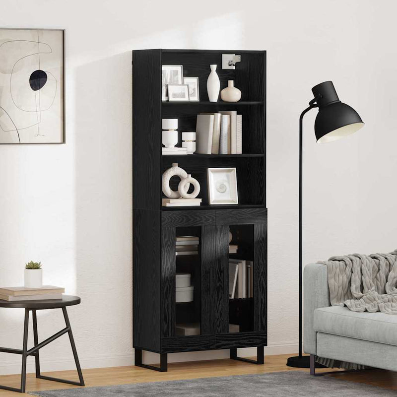 Bufet 2 buc. Stejar Negru 69,5 x 34 x 180 cm