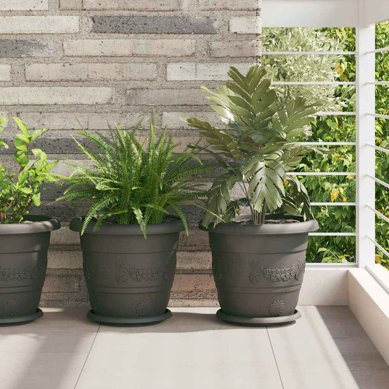 Ghiveci rotund pentru flori 6 buc. Negru Ø 30 x 25 cm Plastic