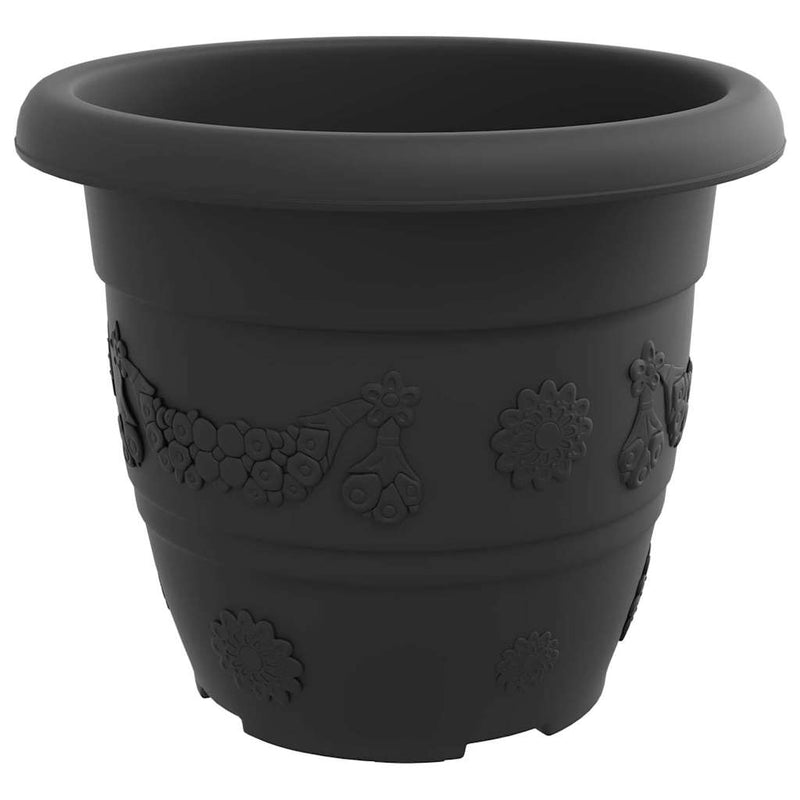 Ghiveci rotund pentru flori 6 buc. Negru Ø 30 x 25 cm Plastic