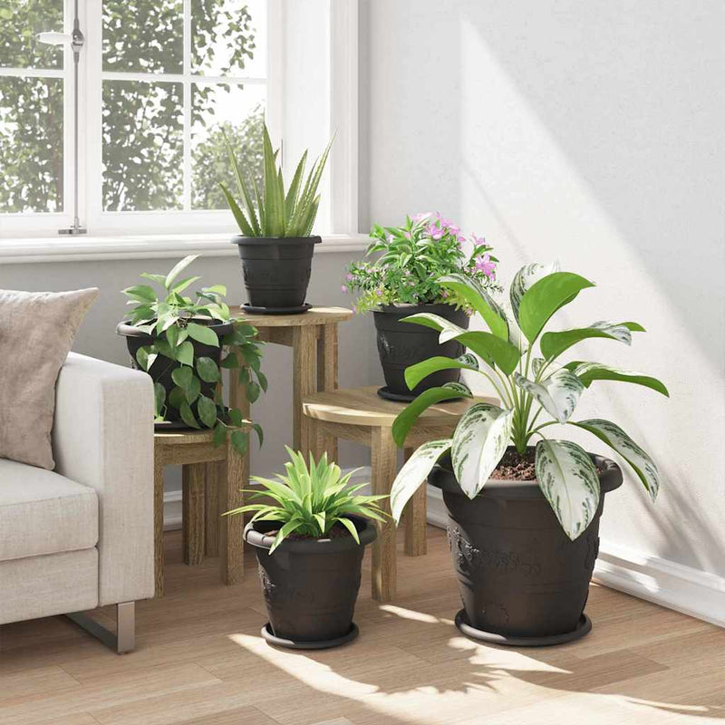 Ghiveci rotund pentru flori 24 buc. Negru Ø 26 x 21.5 cm