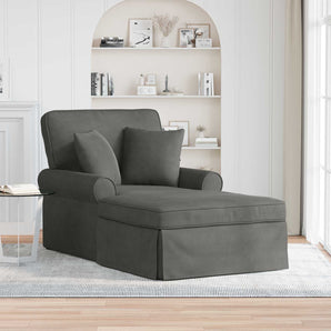 Chaise Lounge cu fustă 3 buc. Gri închis Țesătură din corduroy