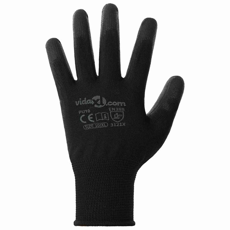 Manusi pentru Muncă 24 buc. Negru 10 / xl Poliester