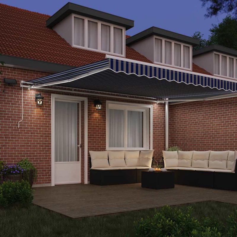 Copertină retractabilă Albastru și Alb 500 × 300 cm
