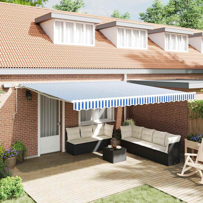 Copertină retractabilă Albastru și Alb 500 × 300 cm
