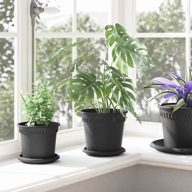 Ghivece pentru plante 24 buc. Negru Plastic