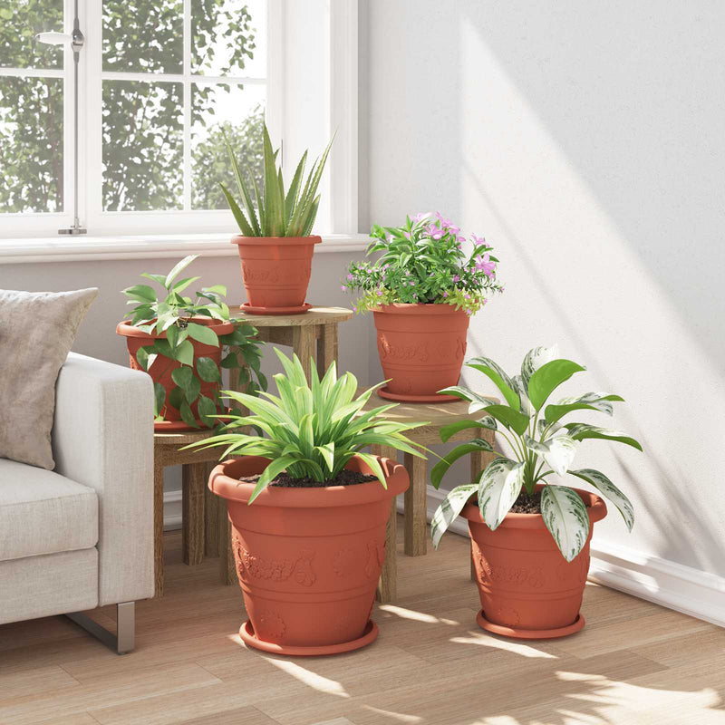 Ghivece pentru plante 6 buc. Roșu cărămidă Ø 39 x 32 cm Plastic