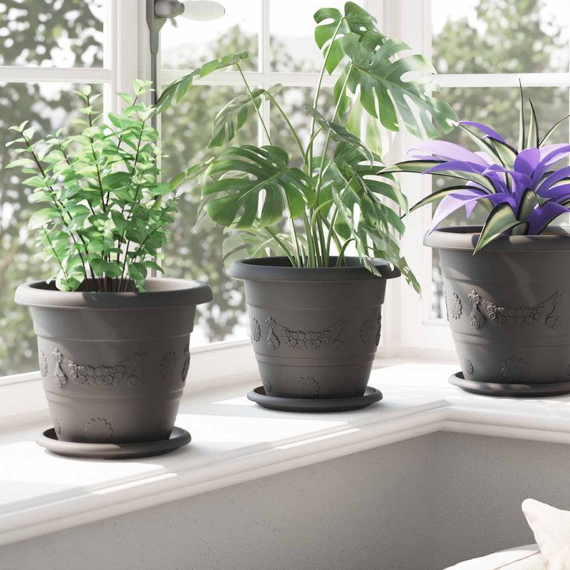 Ghivece pentru plante 6 buc. Negru Ø 22 x 18 cm Plastic