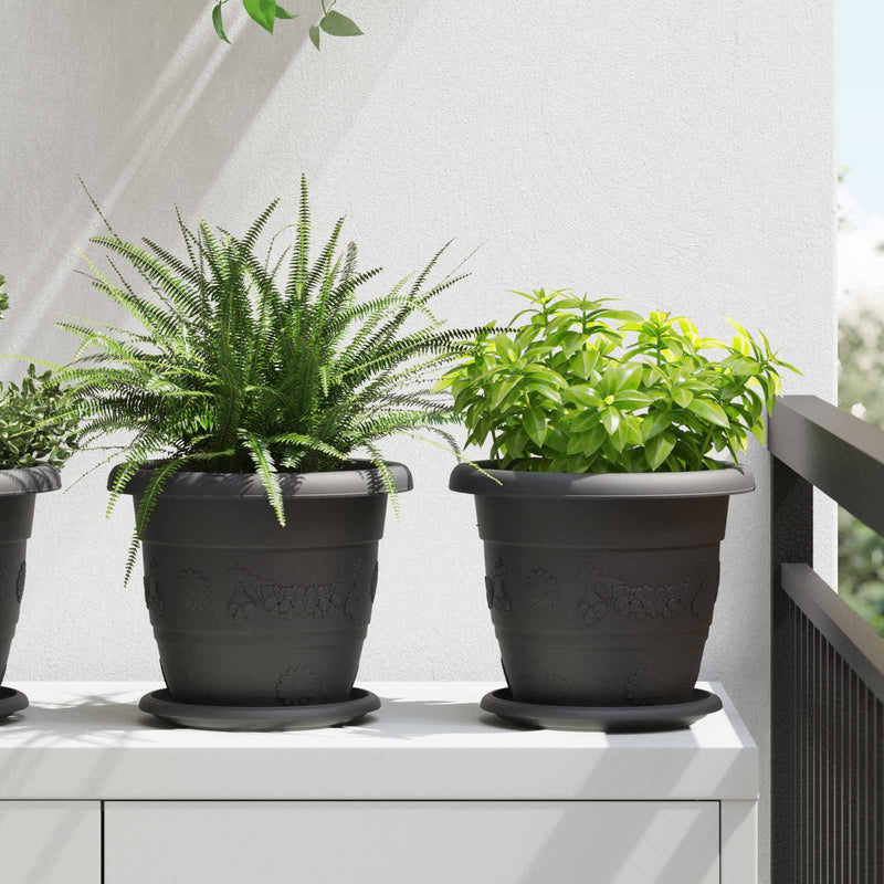 Ghivece pentru plante 24 buc. Negru Ø 22 x 18 cm Plastic