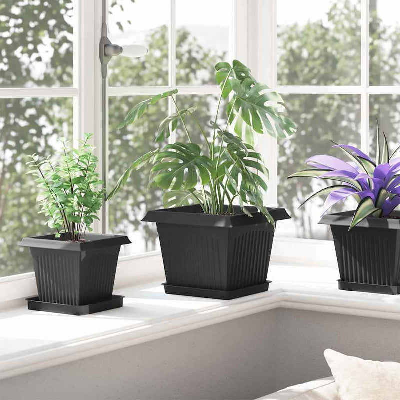 Ghivece pentru plante 6 buc. Negru Plastic