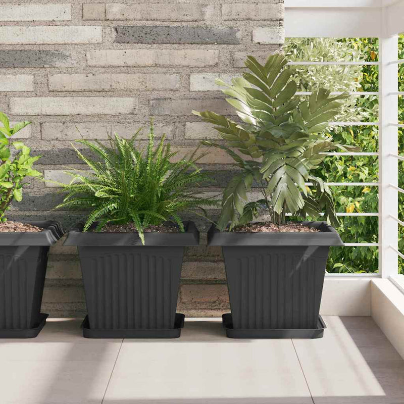 Ghivece pentru plante 6 buc. Negru Plastic