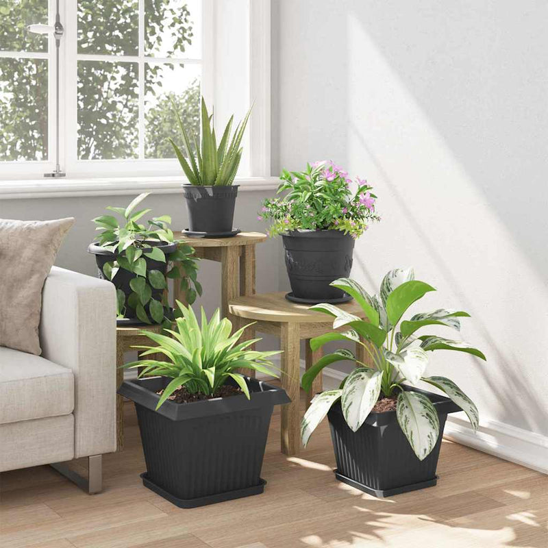 Ghivece pentru plante 6 buc. Negru Plastic