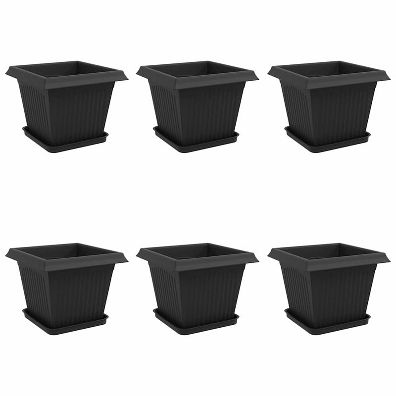 Ghivece pentru plante 6 buc. Negru Plastic