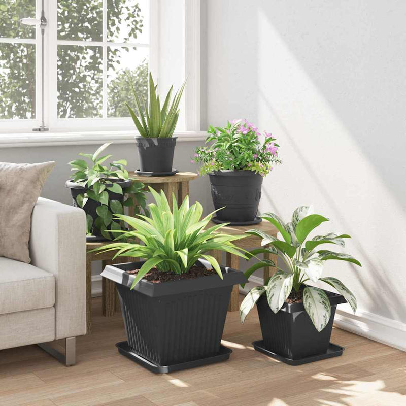 Ghivece pentru plante 6 buc. Negru Plastic
