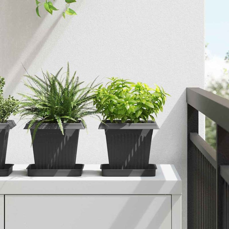 Ghivece pentru plante 24 buc. Negru Plastic