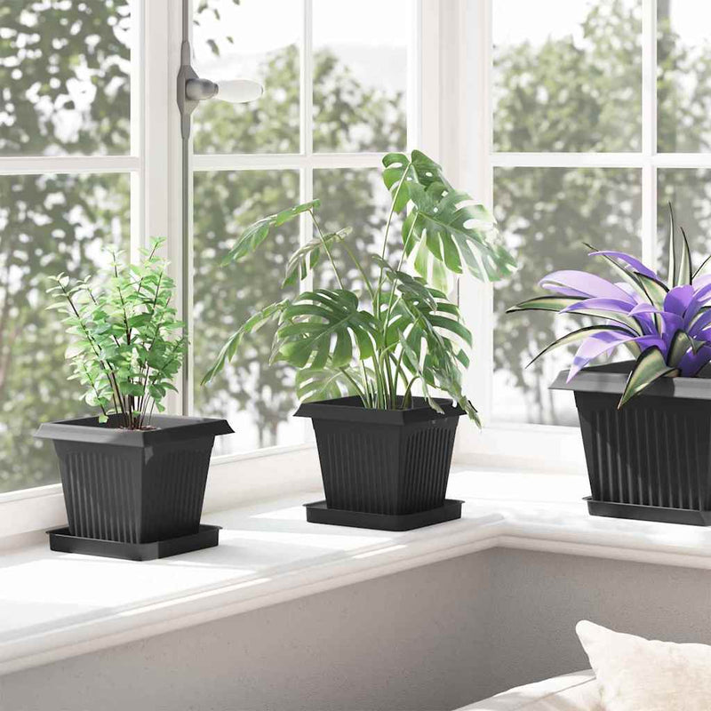 Ghivece pentru plante 24 buc. Negru Plastic