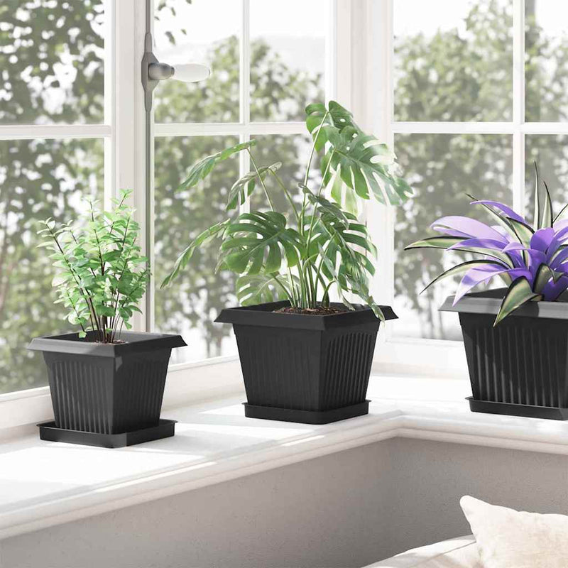 Ghivece pentru plante 24 buc. Negru Plastic