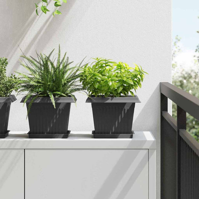 Ghivece pentru plante 24 buc. Negru Plastic
