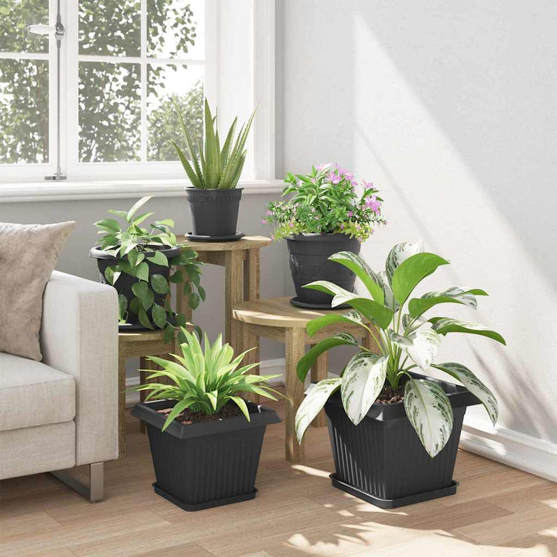 Ghivece pentru plante 24 buc. Negru Plastic