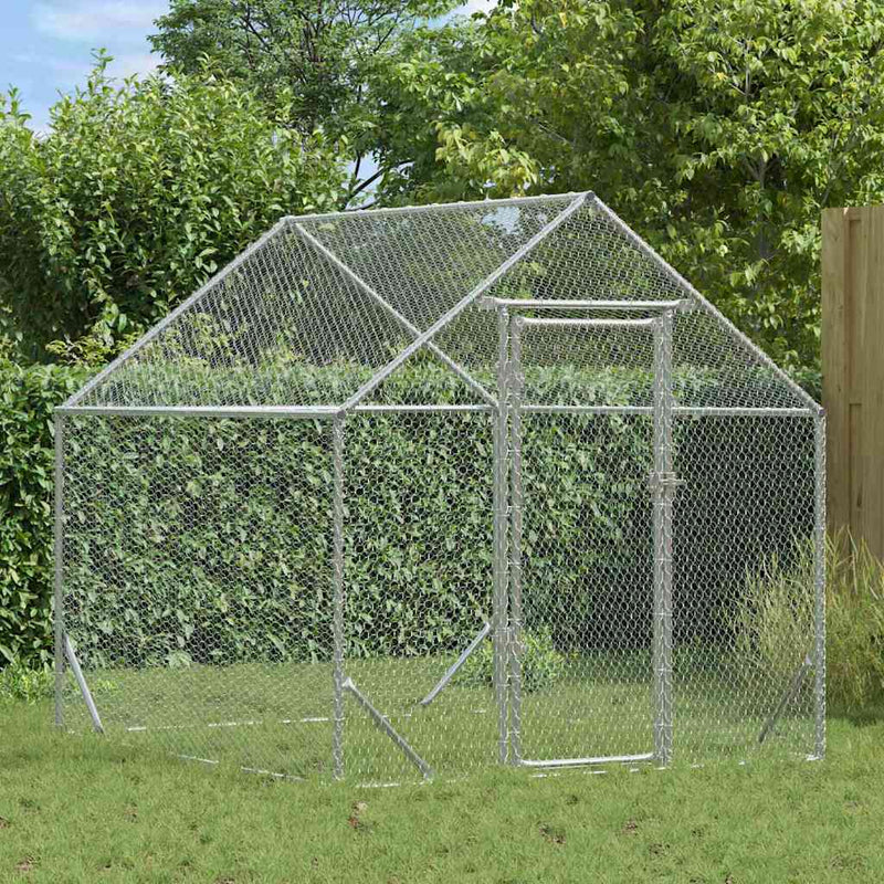 Cușcă pentru pui Argintiu 200 x 170 x 177 cm Oțel Galvanizat