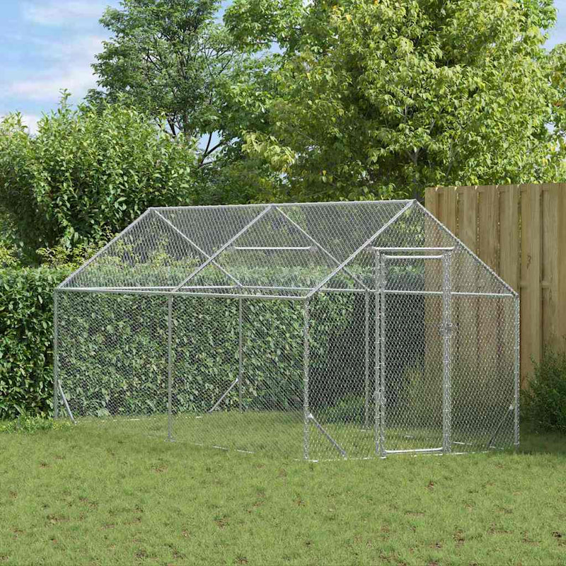 Cușcă pentru pui Argintiu 400 x 170 x 177 cm Oțel Galvanizat