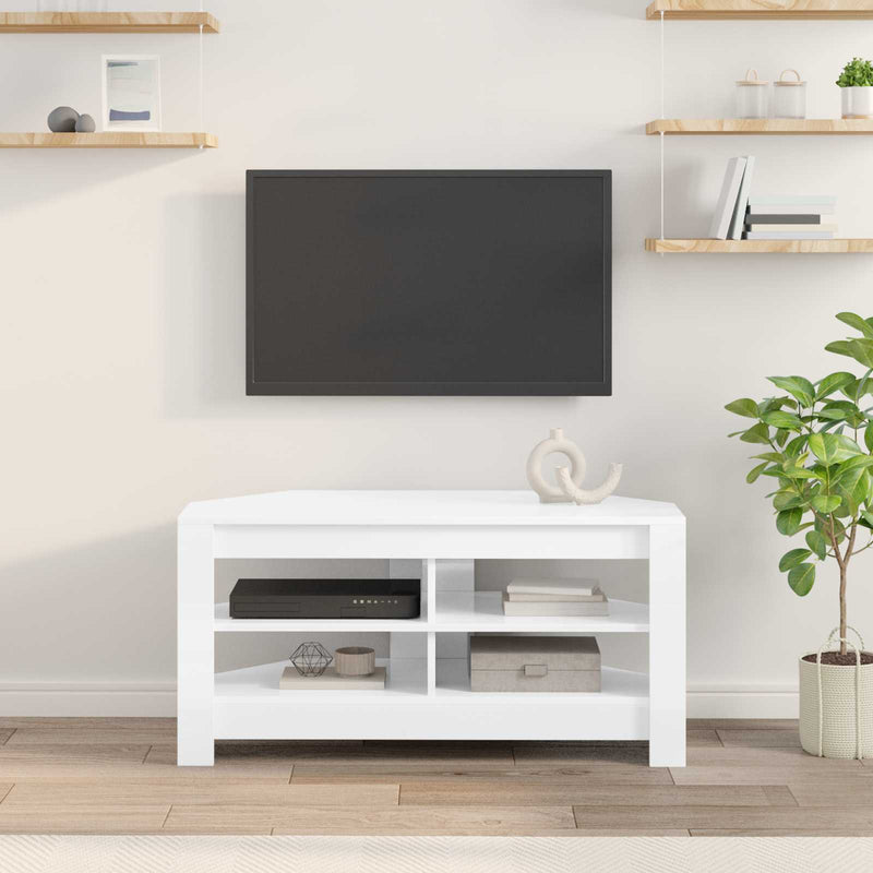 DulapdecolțpentruTV 102 x 40,5 x 45 cm Alb lucios