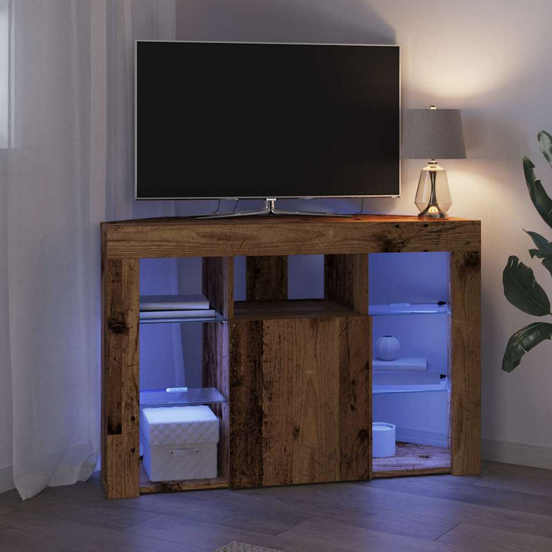 Șifonier LED pentru TV colțar 100x40x68cm Lemn vechi