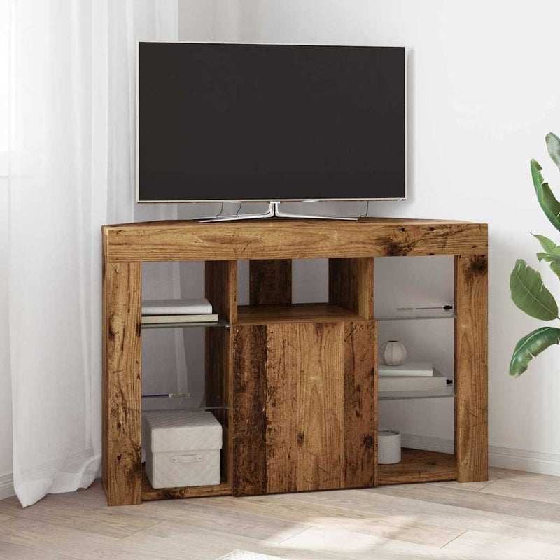 Șifonier LED pentru TV colțar 100x40x68cm Lemn vechi