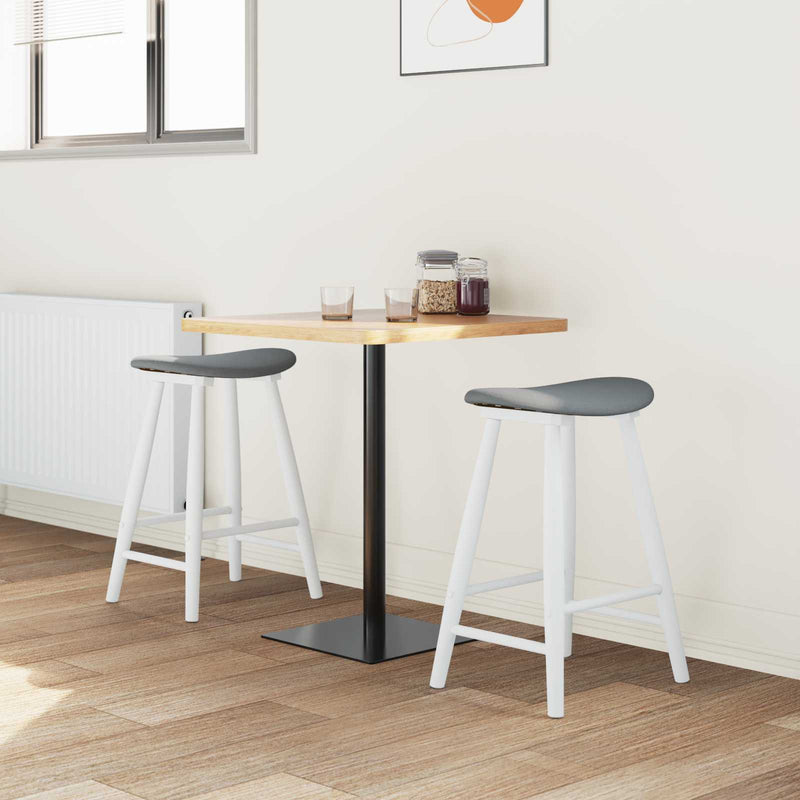 Scaune de dining 2 buc. Lemn Solid de Cauciuc Alb