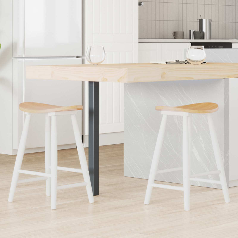 Scaune de dining 2 buc. Lemn Solid de Cauciuc Alb