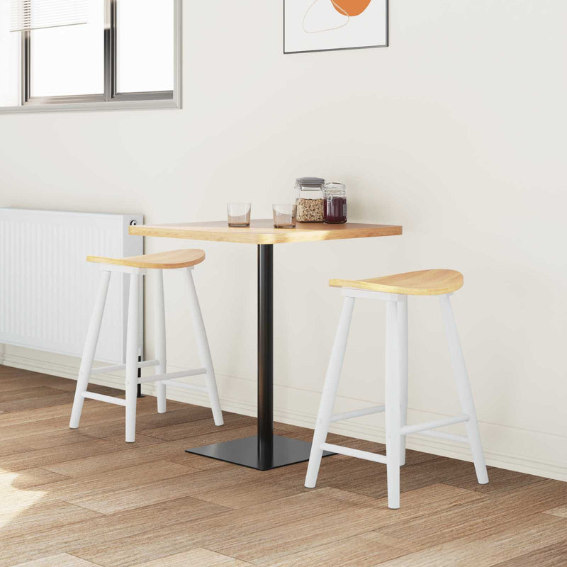 Scaune de dining 2 buc. Lemn Solid de Cauciuc Alb