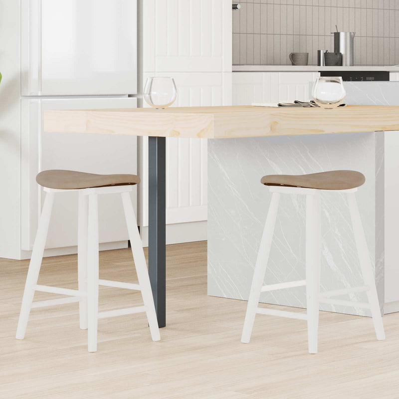 Scaune de dining 2 buc. Lemn Solid de Cauciuc Alb