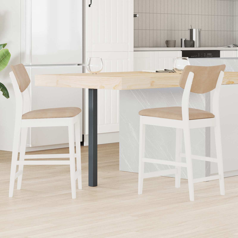 Scaune de dining 2 buc. Lemn Solid de Cauciuc Alb